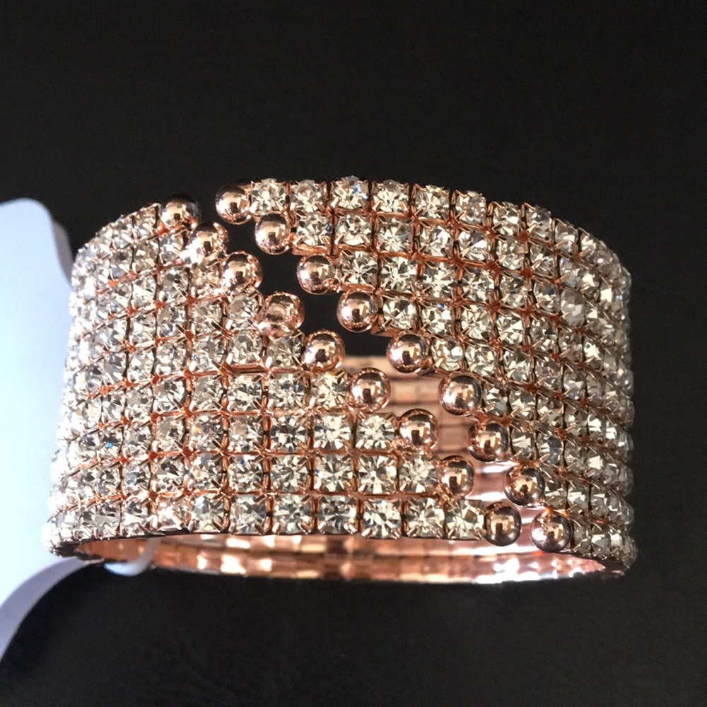 New Badgley Mischka Rose Gold Crystal Open Bracele